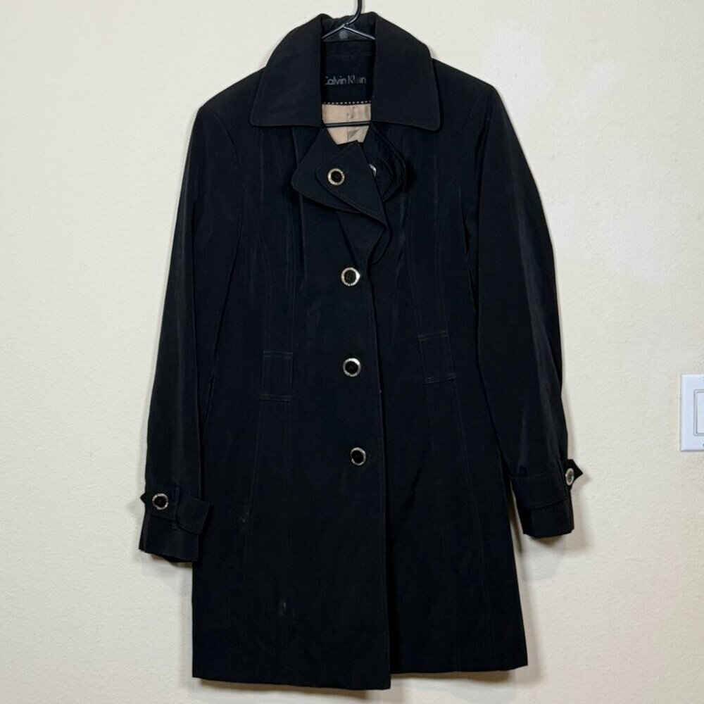 Calvin Klein trench coat jacket Sz M WOMEN USA